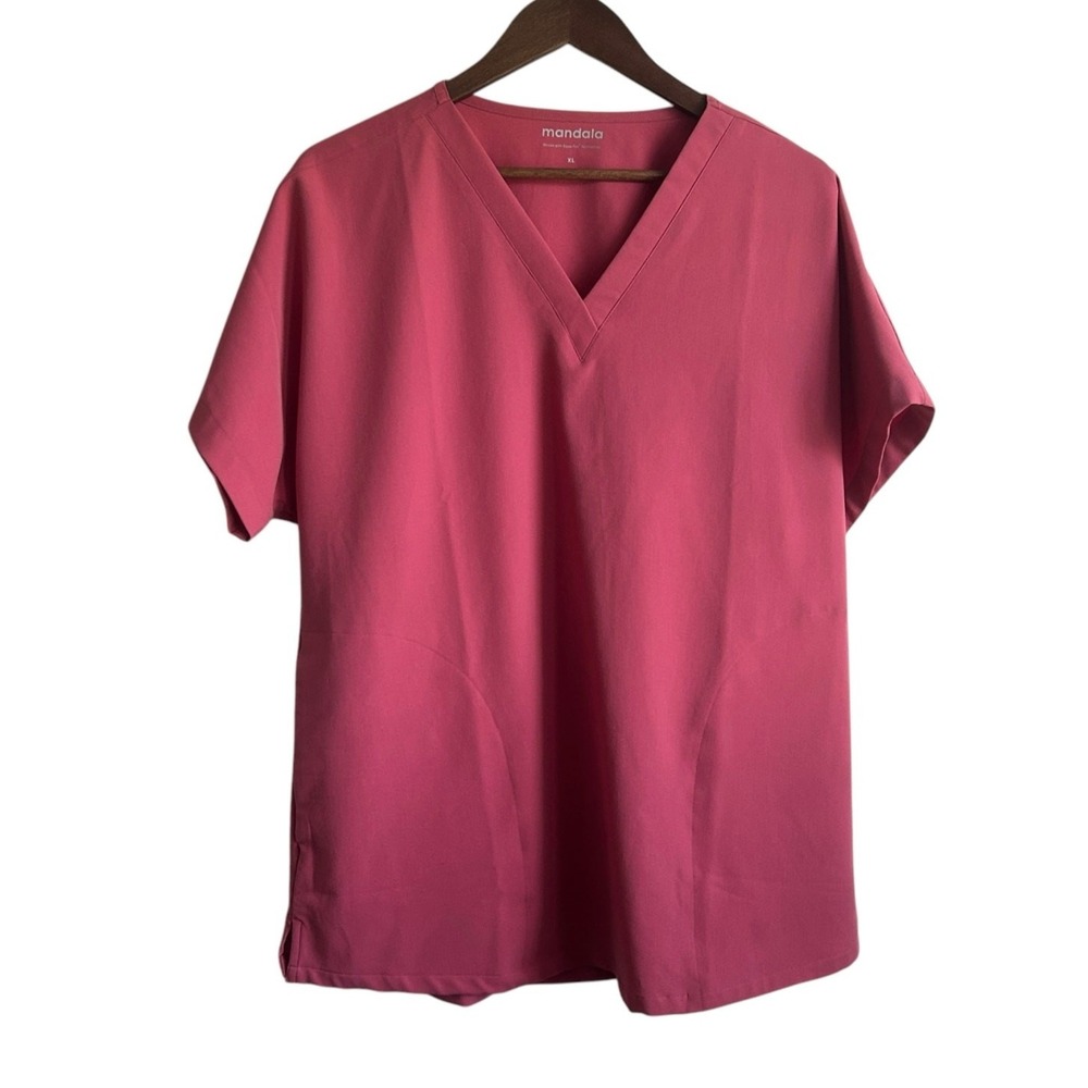 Mandala Womens Medical Professional Scrub Top XL Rose Equa-Tek Uniform Utility